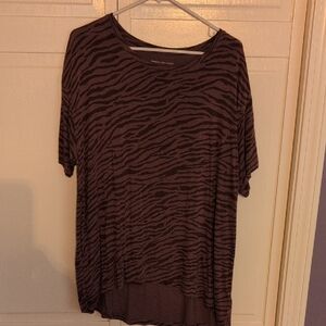 American Eagle Outfitters Dark Red-Brown Zebra Print Soft & Sexy Tunic Top Sz L